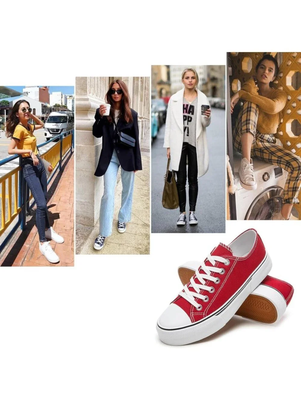 Women's Red Lightweight Low Top Canvas Slip On Casual Fashion Sneakers